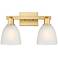 Arcadia Castile 17"W 2 Light Satin Gold Vanity Light With White Shade