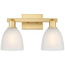Arcadia Castile 17"W 2 Light Satin Gold Vanity Light With White Shade