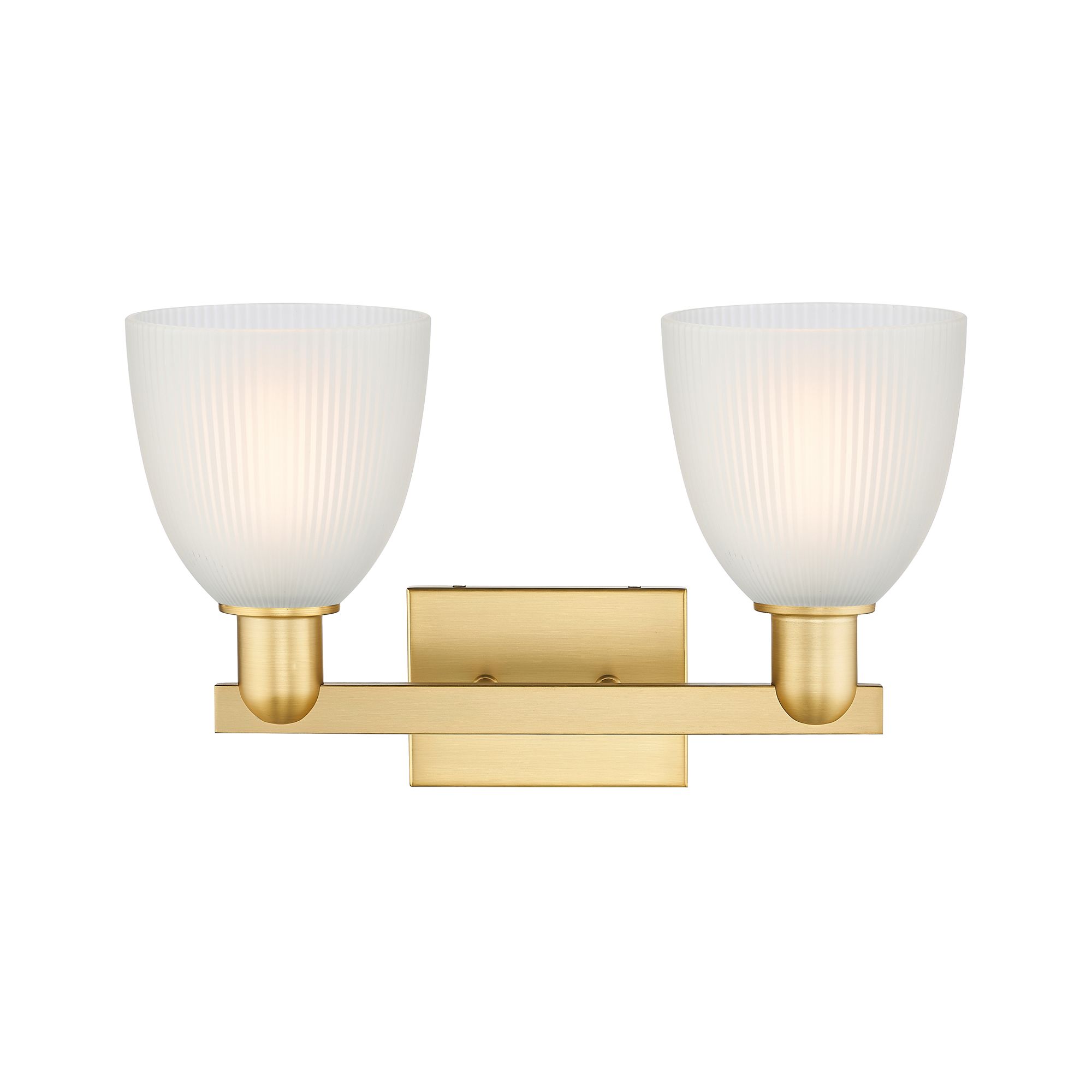 Image 2 Arcadia Castile 17"W 2 Light Satin Gold Vanity Light With White Shade more views