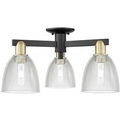 Arcadia Castile 24"W 3 Light Black Brass Semi-Flush w/ Clear Shade