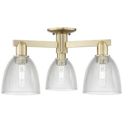 Arcadia Castile 24"W 3 Light Brass Semi.Flush Mount With Clear Shade