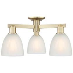 Arcadia Castile 24"W 3 Light Brass Semi.Flush Mount With White Shade