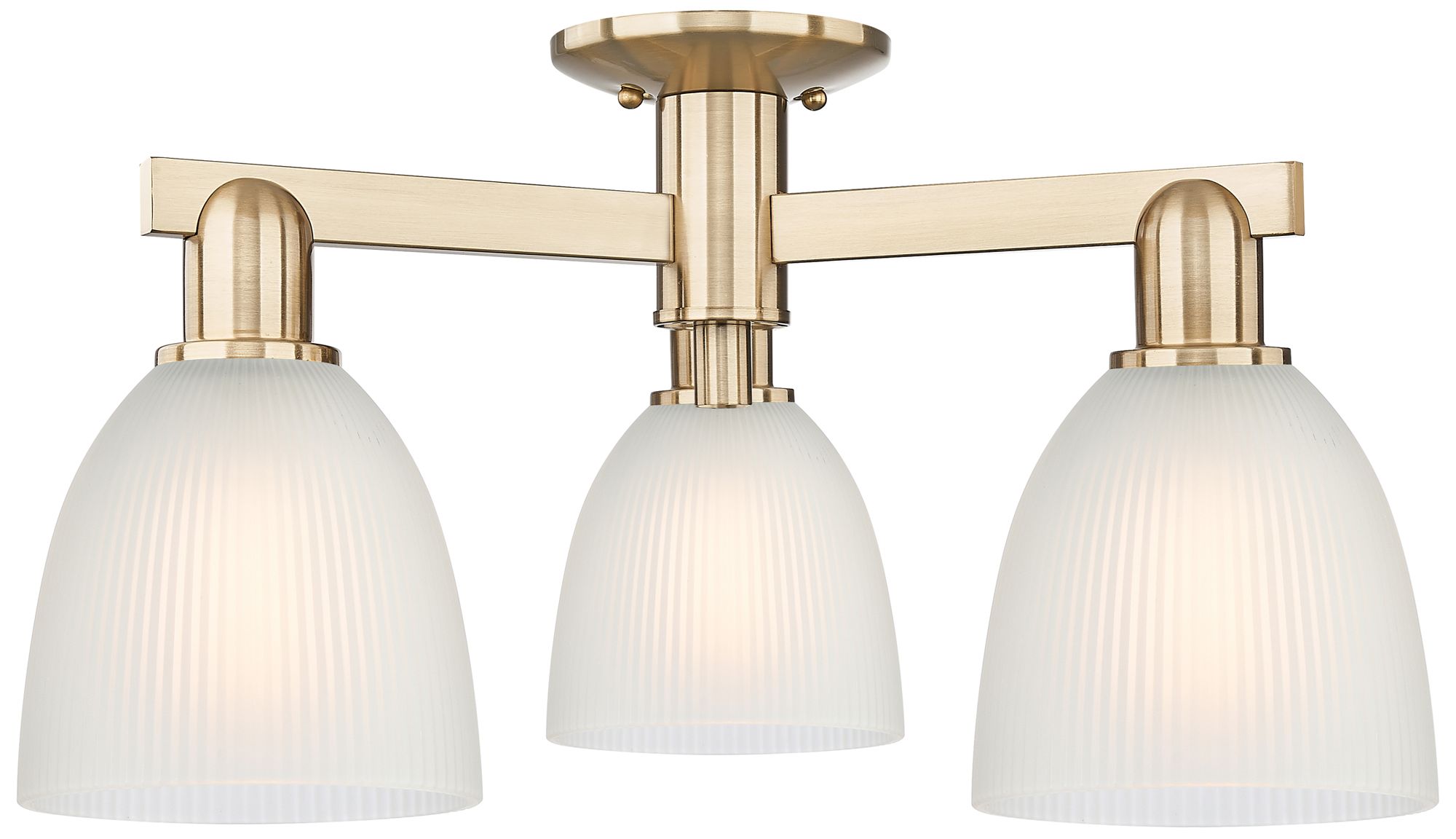 Arcadia Castile 24"W 3 Light Bronze Semi.Flush Mount w/ White Shade