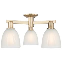 Arcadia Castile 24"W 3 Light Bronze Semi.Flush Mount w/ White Shade