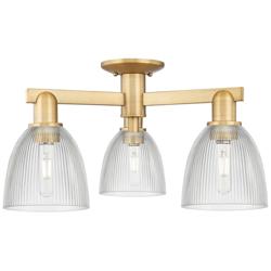 Arcadia Castile 24"W 3 Light Brushed Brass Semi-Flush w/ Clear Shade