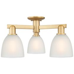 Arcadia Castile 24"W 3 Light Brushed Brass Semi-Flush w/ White Shade