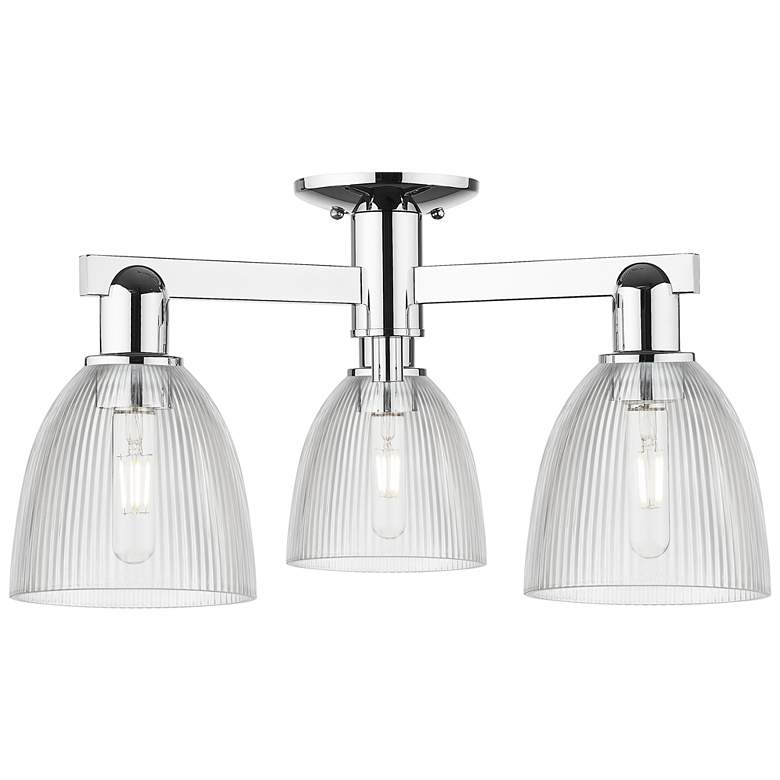 Image 1 Arcadia Castile 24"W 3 Light Chrome Semi.Flush Mount w/ Clear Shade