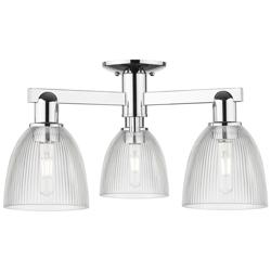 Arcadia Castile 24"W 3 Light Chrome Semi.Flush Mount w/ Clear Shade