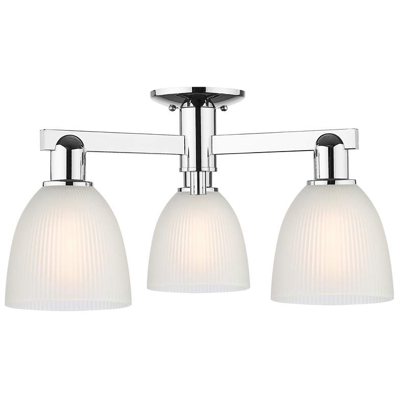 Image 1 Arcadia Castile 24"W 3 Light Chrome Semi.Flush Mount w/ White Shade