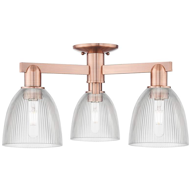 Image 1 Arcadia Castile 24"W 3 Light Copper Semi.Flush Mount With Clear Shade