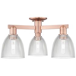 Arcadia Castile 24"W 3 Light Copper Semi.Flush Mount With Clear Shade