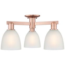 Arcadia Castile 24"W 3 Light Copper Semi.Flush Mount With White Shade
