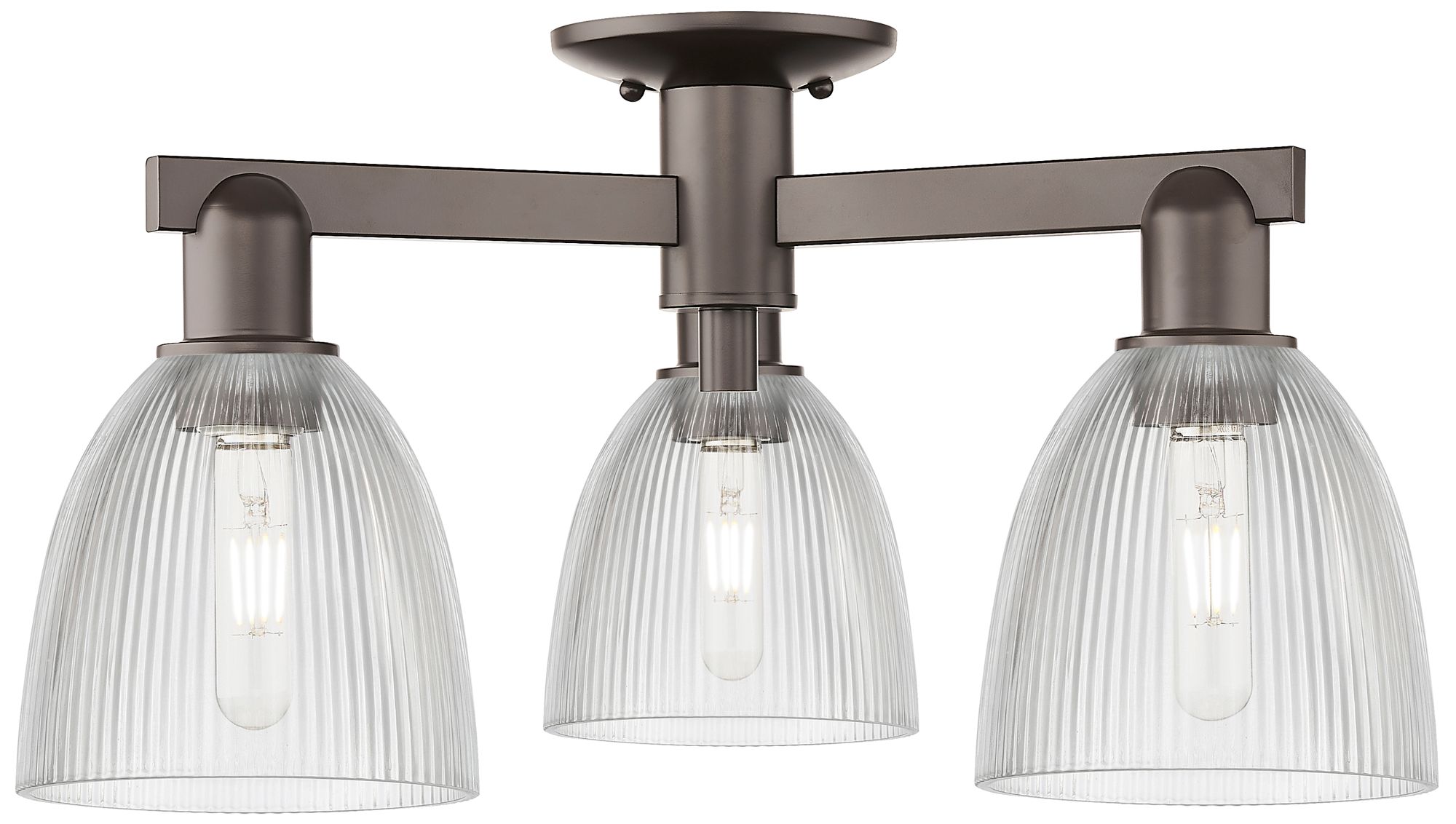 Arcadia Castile 24"W 3 Light Oiled Bronze Semi-Flush w/ Clear Shade
