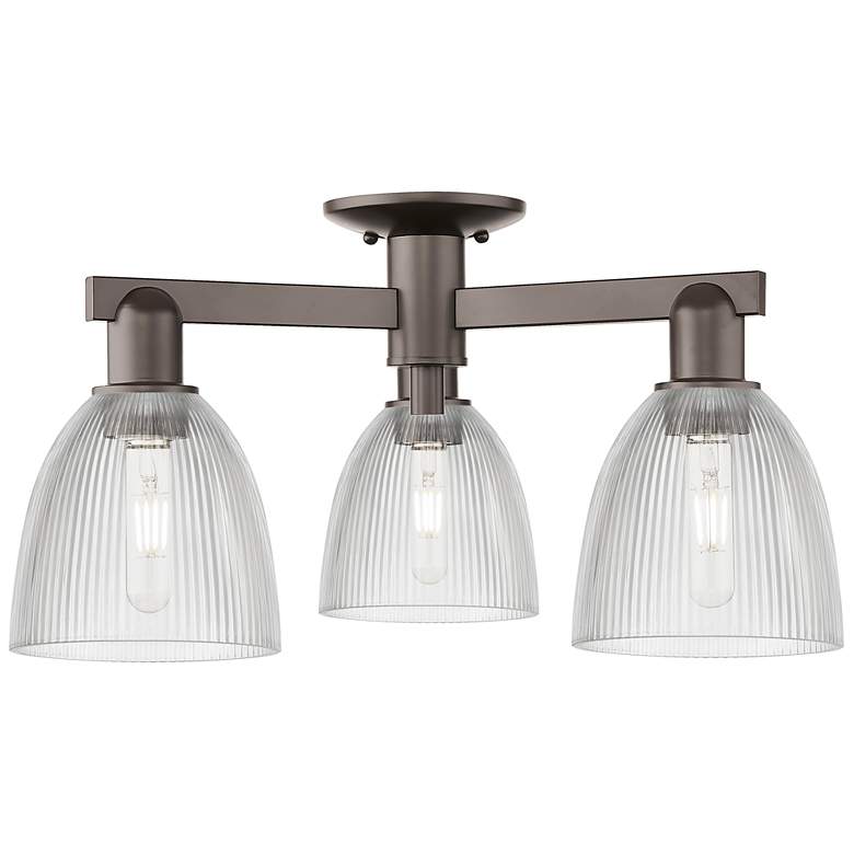 Image 1 Arcadia Castile 24"W 3 Light Oiled Bronze Semi-Flush w/ Clear Shade