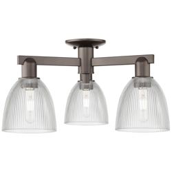 Arcadia Castile 24"W 3 Light Oiled Bronze Semi-Flush w/ Clear Shade