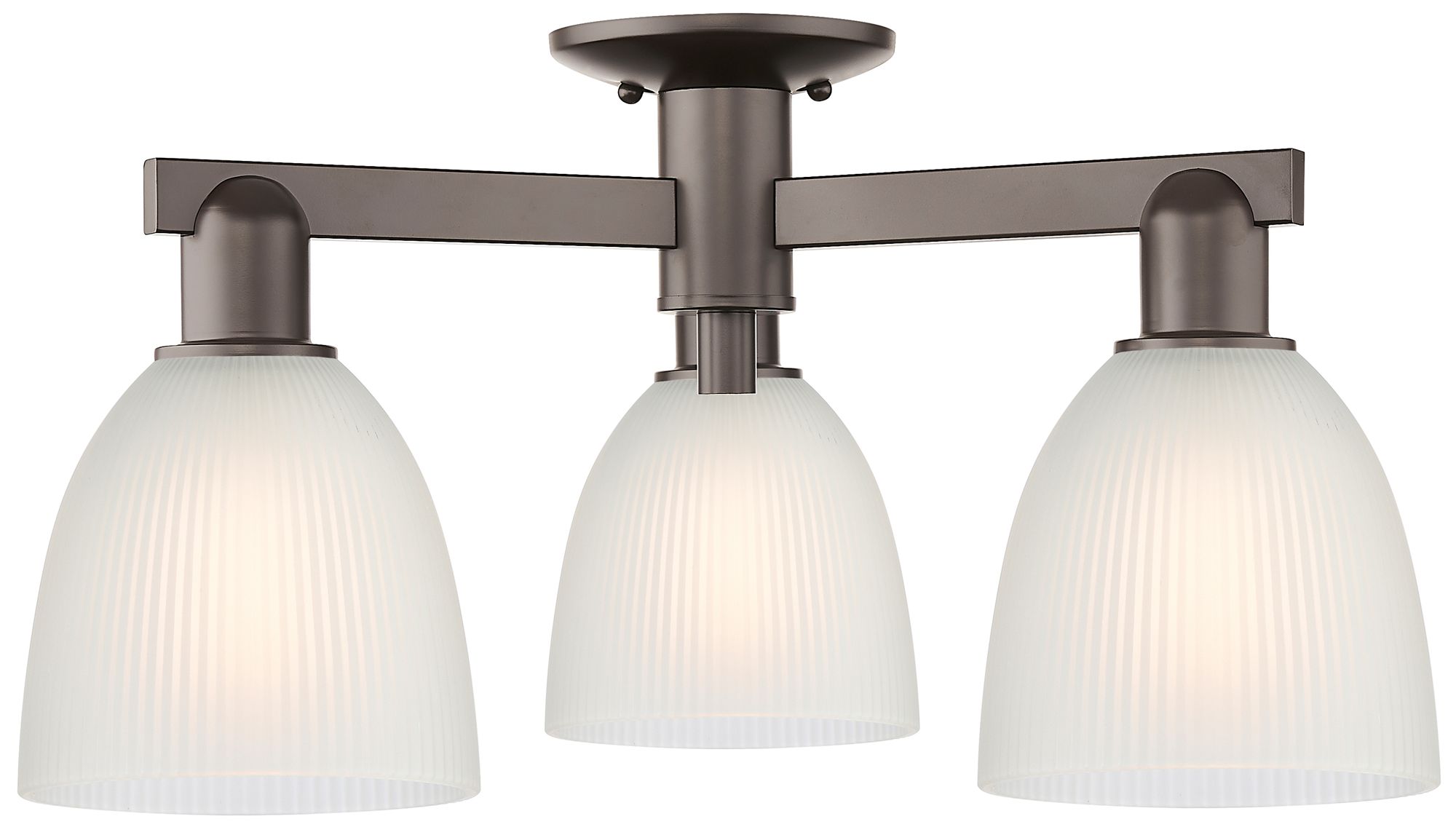 Arcadia Castile 24"W 3 Light Oiled Bronze Semi-Flush w/ White Shade