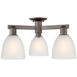 Arcadia Castile 24"W 3 Light Oiled Bronze Semi-Flush w/ White Shade