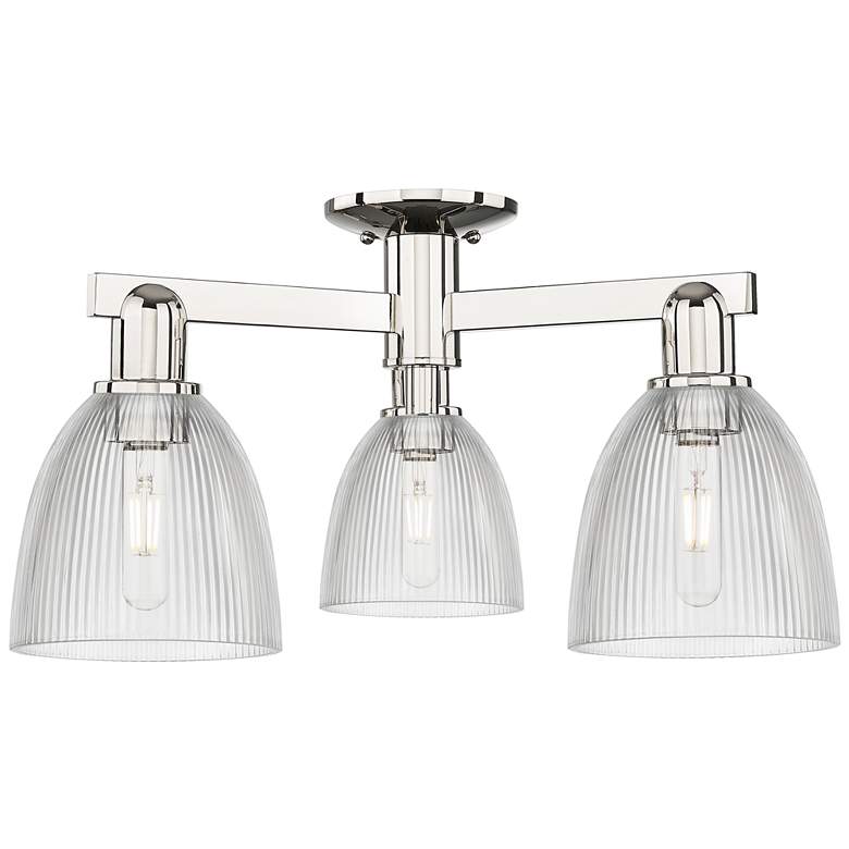Image 1 Arcadia Castile 24"W 3 Light Polished Nickel Semi-Flush w/ Clear Shade