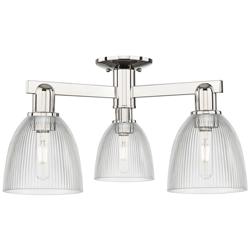 Arcadia Castile 24"W 3 Light Polished Nickel Semi-Flush w/ Clear Shade