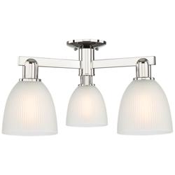 Arcadia Castile 24"W 3 Light Polished Nickel Semi-Flush w/ White Shade