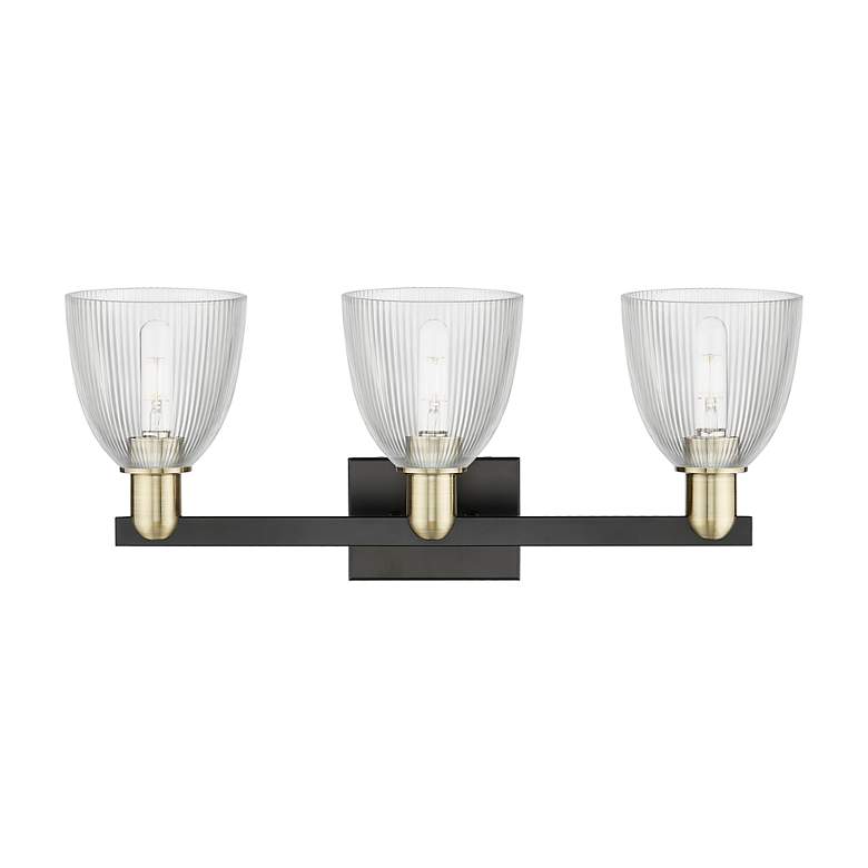 Image 2 Arcadia Castile 25"W 3 Light Black Brass Vanity Light w/ Clear Shade more views