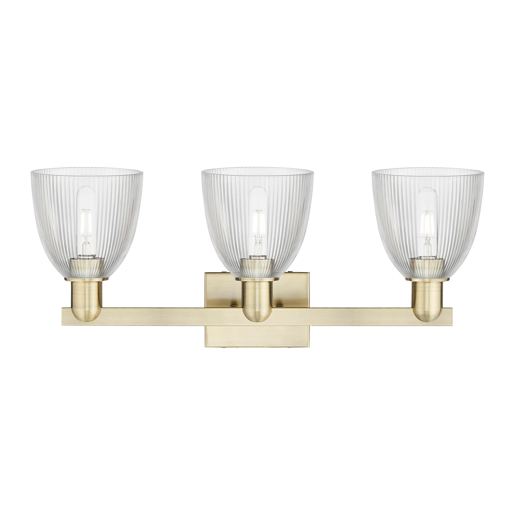 Image 2 Arcadia Castile 25"W 3 Light Brass Vanity Light With Clear Shade more views