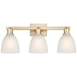 Arcadia Castile 25"W 3 Light Bronze Vanity Light w/ White Shade