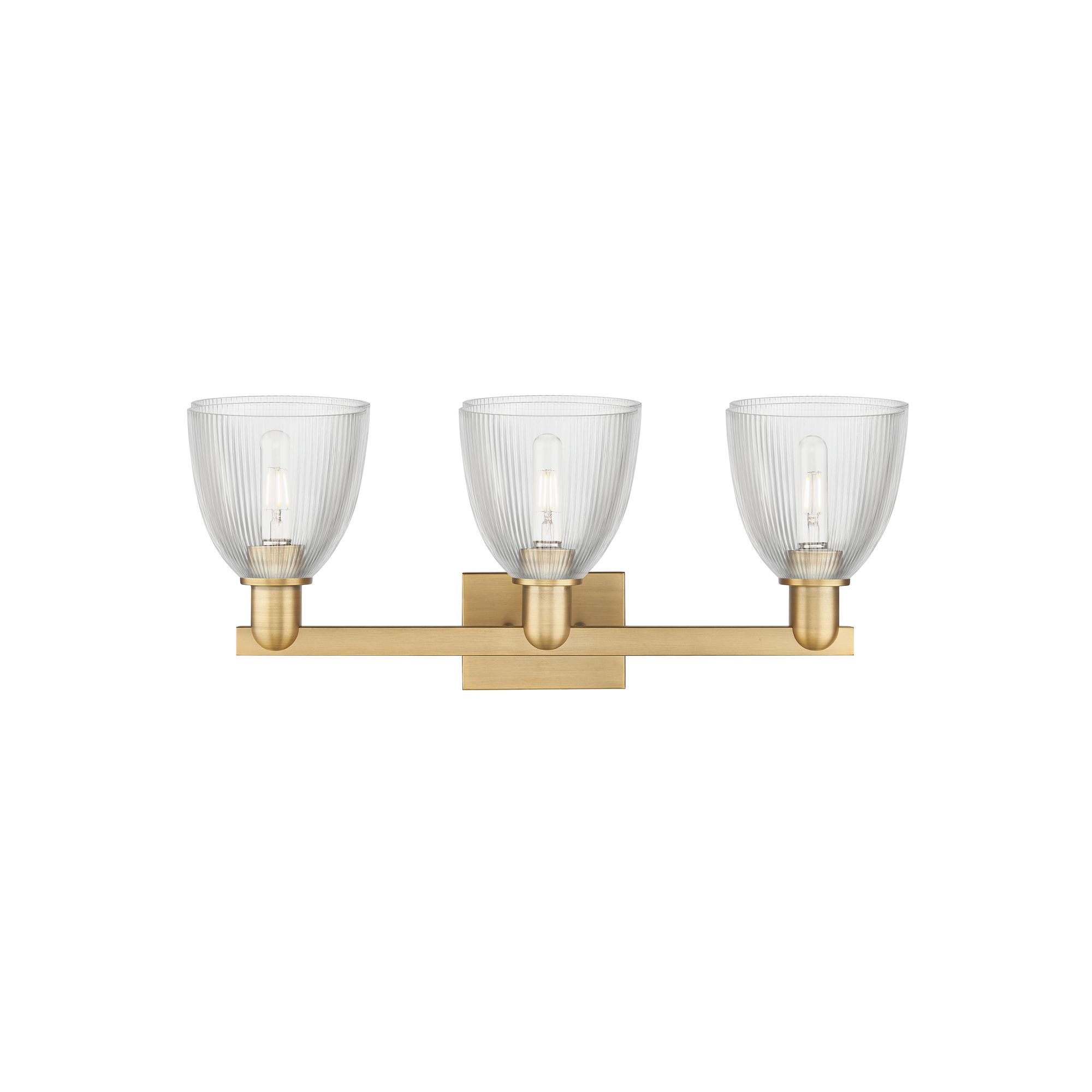 Image 2 Arcadia Castile 25"W 3 Light Brushed Brass Vanity Light w/ Clear Shade more views