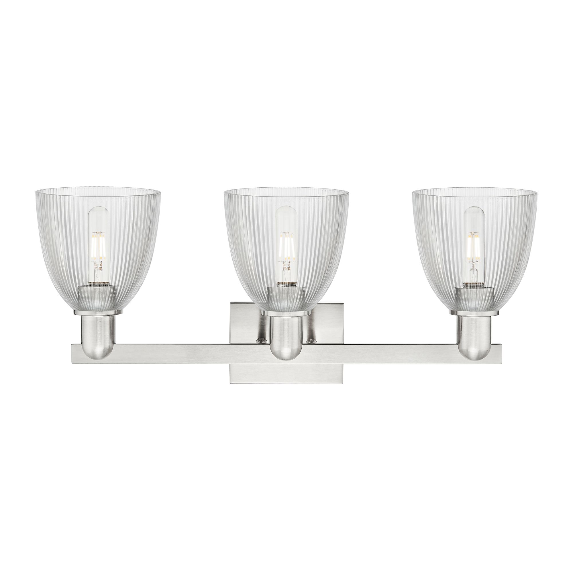 Image 2 Arcadia Castile 25"W 3 Light Brushed Nickel Bath Light w/ Clear Shade more views