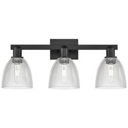 Arcadia Castile 25"W 3 Light Matte Black Vanity Light With Clear Shade