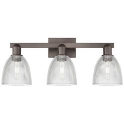 Arcadia Castile 25"W 3 Light Oiled Bronze Vanity Light w/ Clear Shade