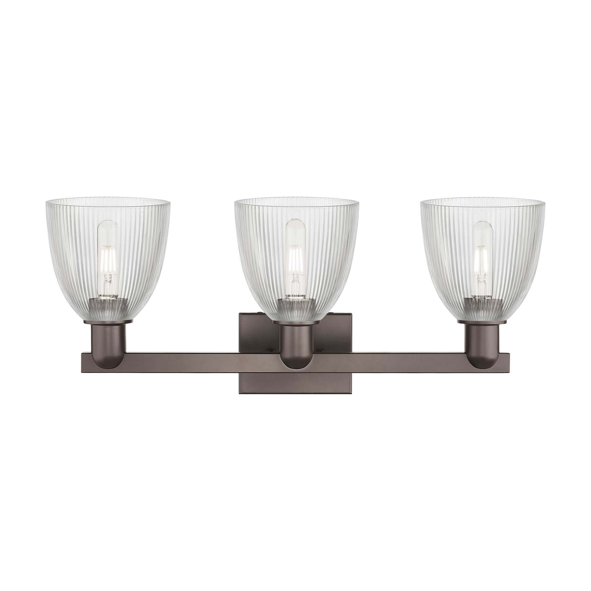 Image 2 Arcadia Castile 25"W 3 Light Oiled Bronze Vanity Light w/ Clear Shade more views