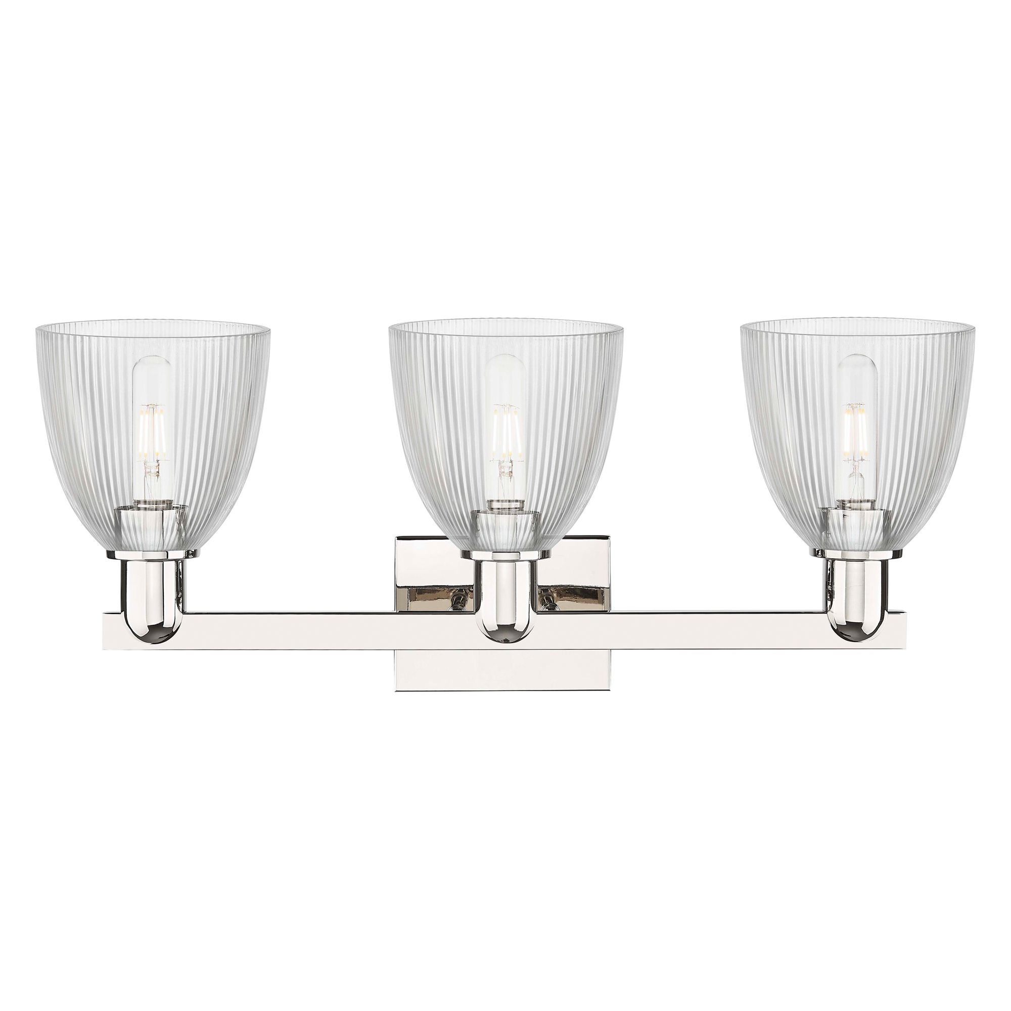 Image 2 Arcadia Castile 25"W 3 Light Polished Nickel Bath Light w/ Clear Shade more views