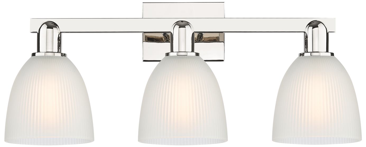 Arcadia Castile 25"W 3 Light Polished Nickel Bath Light w/ White Shade