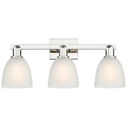 Arcadia Castile 25"W 3 Light Polished Nickel Bath Light w/ White Shade