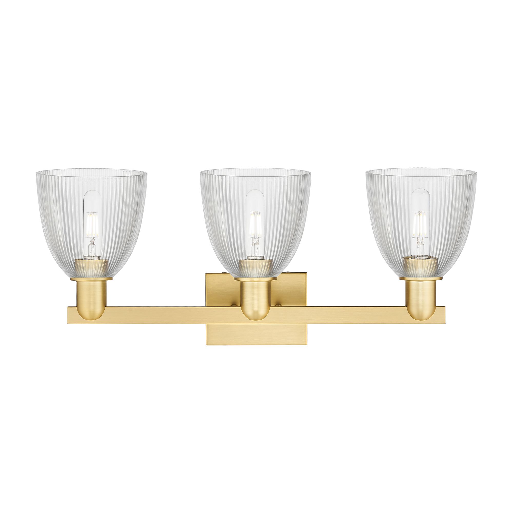 Image 2 Arcadia Castile 25"W 3 Light Satin Gold Vanity Light With Clear Shade more views