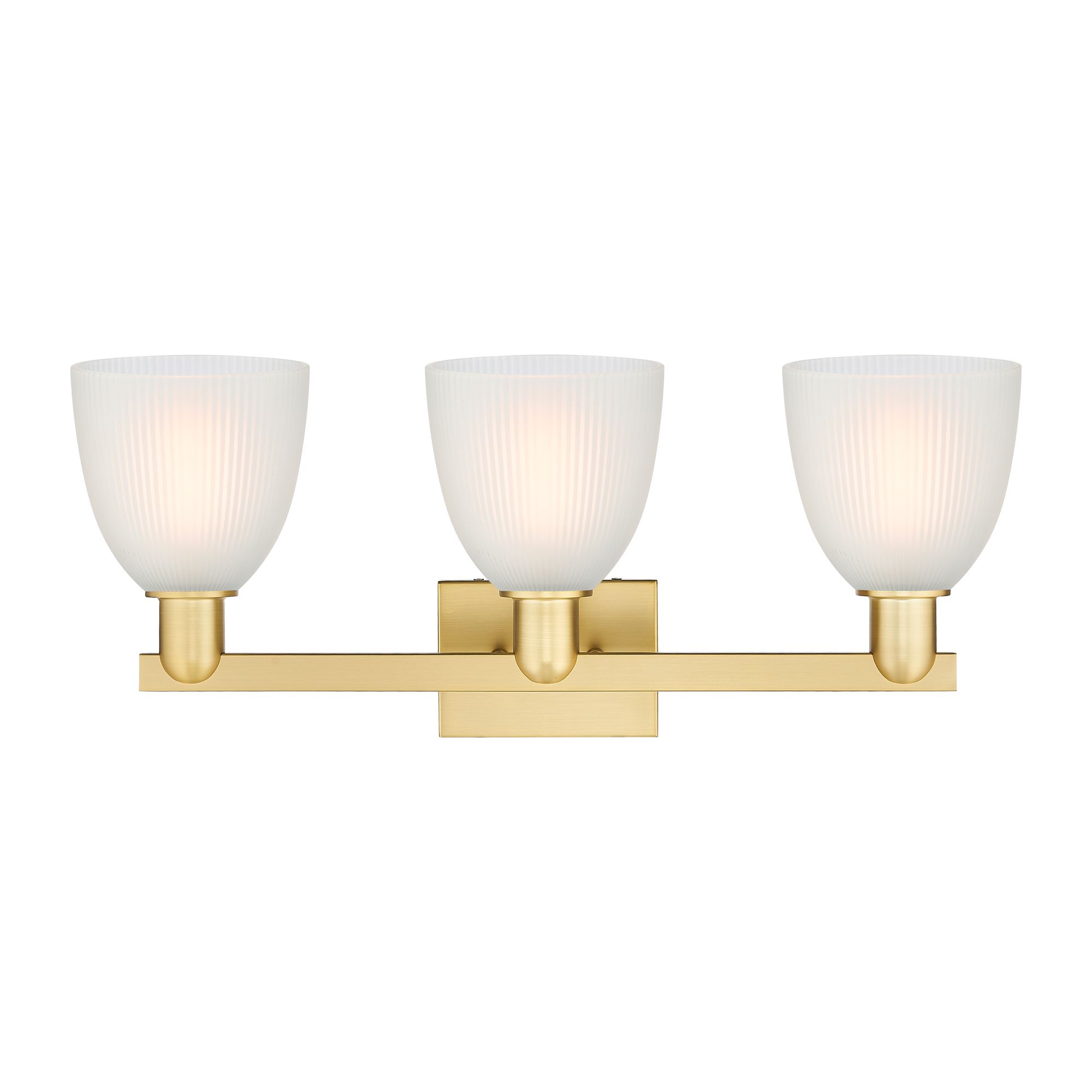 Image 2 Arcadia Castile 25"W 3 Light Satin Gold Vanity Light With White Shade more views