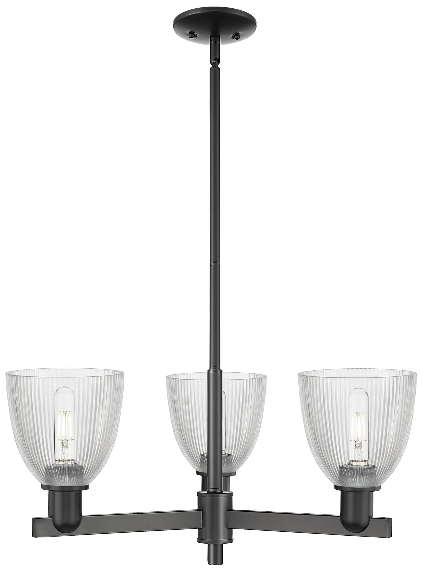 Arcadia Castile 28"W 3 Light Black Stem Hung Chandelier w/ Clear Shade