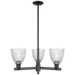 Arcadia Castile 28"W 3 Light Black Stem Hung Chandelier w/ Clear Shade