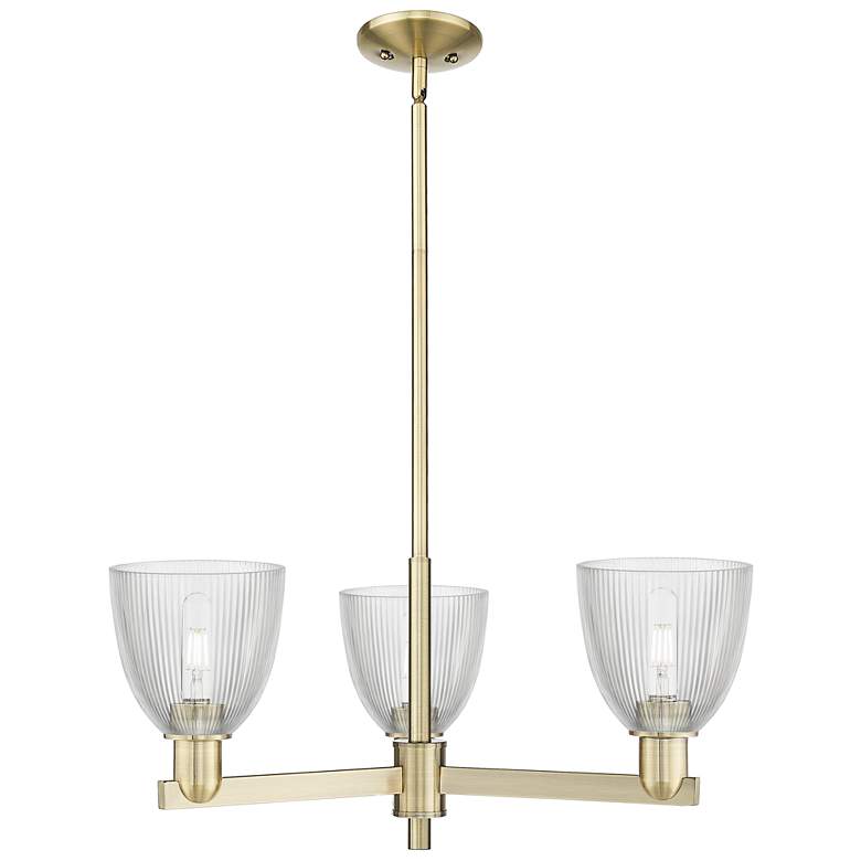 Image 1 Arcadia Castile 28"W 3 Light Brass Stem Hung Chandelier w/ Clear Shade