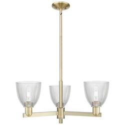 Arcadia Castile 28"W 3 Light Brass Stem Hung Chandelier w/ Clear Shade