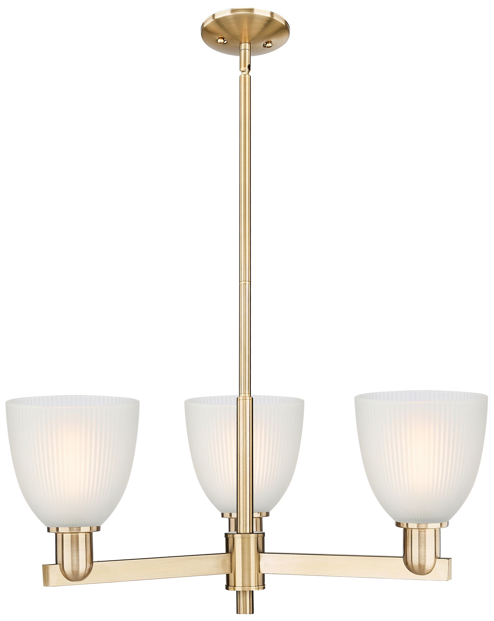Arcadia Castile 28"W 3 Light Bronze Stem Chandelier w/ White Shade