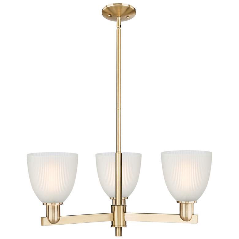 Image 1 Arcadia Castile 28"W 3 Light Bronze Stem Chandelier w/ White Shade