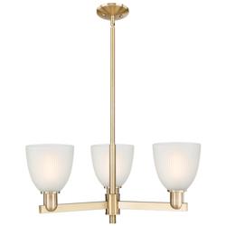 Arcadia Castile 28"W 3 Light Bronze Stem Chandelier w/ White Shade