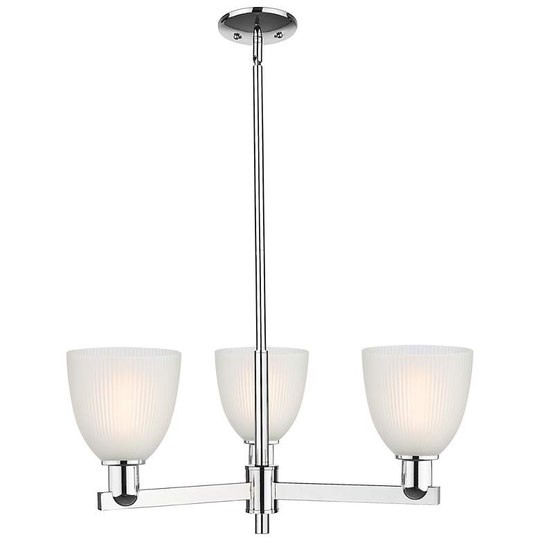 Image 1 Arcadia Castile 28"W 3 Light Chrome Stem Chandelier w/ White Shade