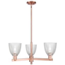 Arcadia Castile 28"W 3 Light Copper Stem Chandelier w/ Clear Shade