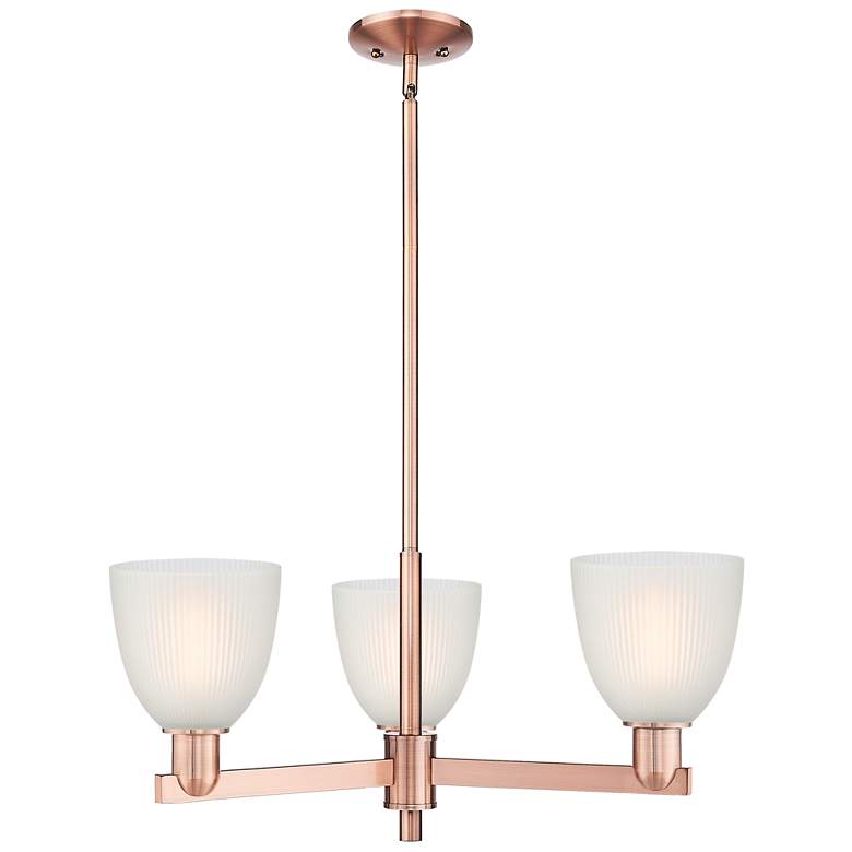 Image 1 Arcadia Castile 28"W 3 Light Copper Stem Chandelier w/ White Shade