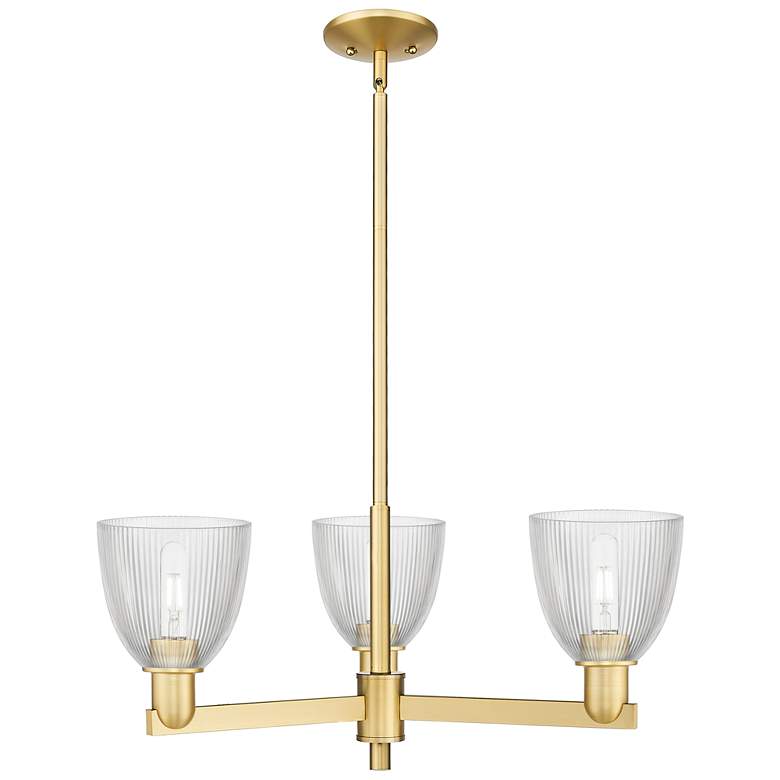 Image 1 Arcadia Castile 28"W 3 Light Gold Stem Hung Chandelier w/ Clear Shade