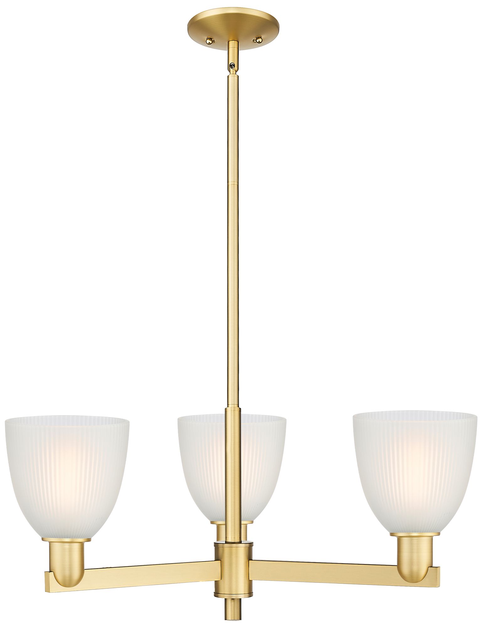 Arcadia Castile 28"W 3 Light Gold Stem Hung Chandelier w/ White Shade