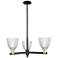 Arcadia Castile 28"W 3-Lt Black Brass Stem Chandelier w/ Clear Shade